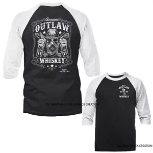 Outlaw Whiskey Moonshine Whiskey Funny Joke Humor Humorous 3/4 Sleeve Raglan - Picture 1 of 6