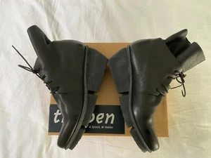Trippen Black Leather Corner Wedge Lace Up Boots Made In Germany Womens 40 (9.5) - Picture 1 of 6