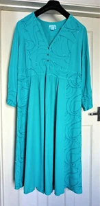 Vintage Ghost Turquoise Midi Smock Dress - Picture 1 of 10