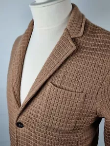 Herren Altea Milan Italien Medium Wollmischung Braun Knopf Strick Karo Jacke - Bild 1 von 16