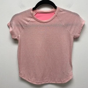 Athleta Girl Pink Short Sleeve Raglan Crew Neck Comeback Textured T-Shirt M 8-10 - Picture 1 of 8