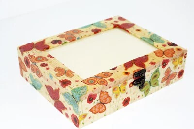 Wood handmade storage/trinket box/flexible compartments Photo lid Butterfly - Image 1 of 4