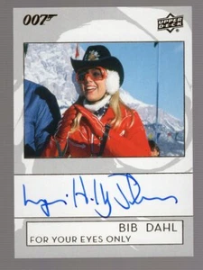 LYNN-HOLLY JOHNSON BIBI DAHL 2019 UPPER DECK JAMES BOND AUTO FOR YOUR EYES ONLY - Picture 1 of 2