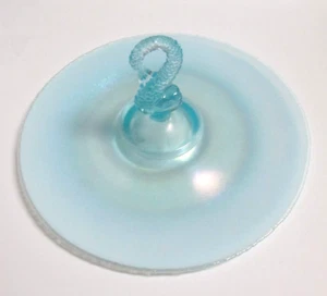 Fenton 2005 Aquamarine Opalescent Stretch Glass Dolphin Sandwich Tray~4112 9N - Picture 1 of 10