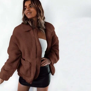 Plush Fluffy Coat Fleece Jacket Womens Sherpa Pockets Casual Zip Outwear Size S - Picture 1 of 2