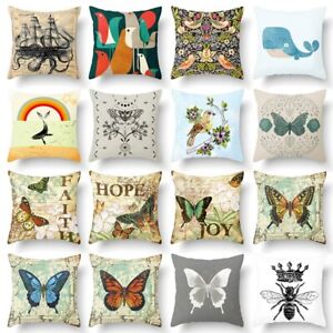 Butterfly Print Decorative Sofa Cushion Cover Cartoon Throw Pillow Cover Car