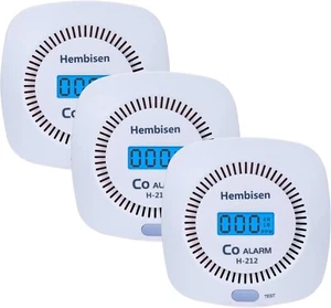 3 Packs Carbon Monoxide Detectors - Hembisen CO Alarm Detector Monitor Battery O - Picture 1 of 6