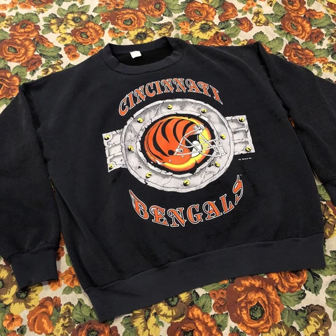 Vintage 1991 Cincinnati Bengals NFLP NFL Football Helmet XL Crewneck Sweater Cover