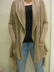 Ralph Lauren Sport Women's Open Front Wrap Sweater Cardigan Brown Nutmeg $169.99 - Picture 1 of 5