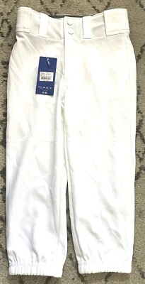 Mizuno Belted Softball Pants Elastic Bottom White Baseball Youth Small, New - Image 1 of 4