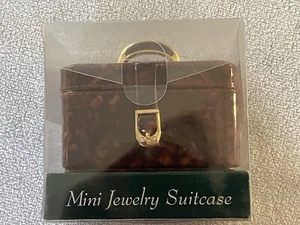 Schildkraut Mini Jewelry Suitcase brown w/ gold top handle & rhinestones NEW - Picture 1 of 17