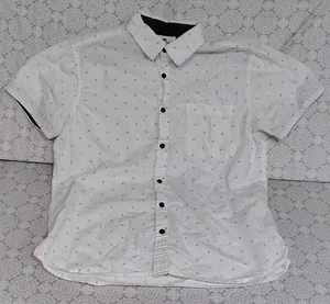 Ditch Plains Mens M Where Land Meets The Sea White Short Sleeve Button Shirt - Picture 1 of 4