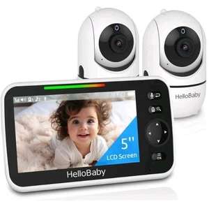 HelloBaby Upgrade 5’’ Baby Monitor with 30-Hour Battery, 2 Cameras Pan-Tilt-Zoom - Picture 1 of 3