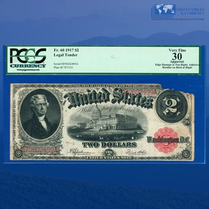 Fr.60 1917 $2 Two Dollars "BRACELET REVERSE" Legal Tender, PCGS VF 30 #02499 - Picture 1 of 3