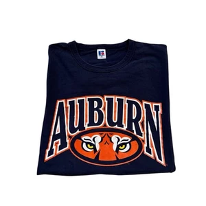 Vintage Auburn Tigers Basketball T Shirt Mens XXL Blue Russell Athletic 90s - Picture 1 of 5