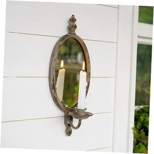Antique Metal Candle Sconces Candlestick Holder Wall Mounted Distressed with - Picture 1 of 8