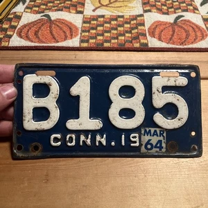 Connecticut Motorcycle License Plate B185 1964 Cycle Motorbike Honda Harley - Picture 1 of 7
