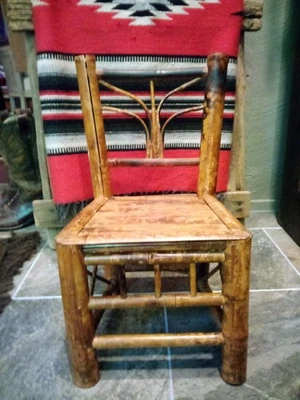 Silla infantil vintage tortuga/bambú quemado/soporte para plantas mediados de siglo moderno  Foto 1 de 4