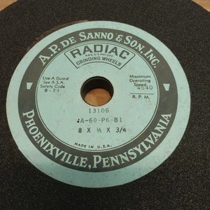 NOS Vintage RADIAC Grinding Wheel 8x1/2x3/4 (Lot Of 2) A-60-P6-B1 USA 13106 - Picture 1 of 12