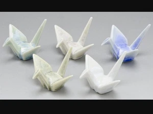 Kiyomizu yaki ware Porcelain Japanese Origami Crane Chopstick rest 5-Pairs Set - Picture 1 of 1