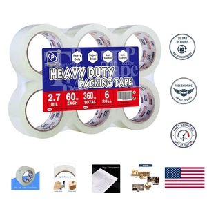 Strapazierfähiges Packband - 2,7 Mil, 6 Rollen, ideal für Versand & Verpackung - Bild 1 von 7