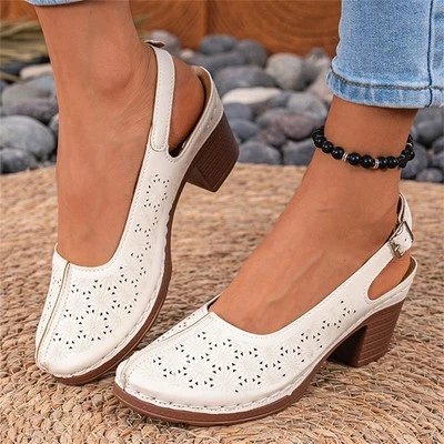 Women's Closed Toe Slingback Sandals Chunky Heel Slip On Summer Casual Shoes - Image 1 of 4