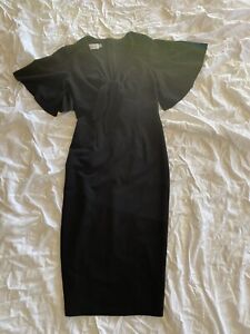 PASDUCHAS Womens Black Flutter Sleeve Dress Size 8 VGUC
