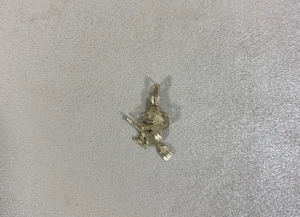 Michael Anthony 14K Yellow Gold Witch on Broom Pendant - Picture 1 of 5