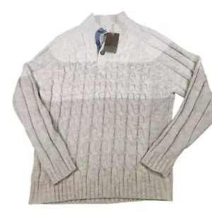 Weatherproof Vintage 1948 Cable Knit Henley Sweater Cream Button Pullover XXL - Picture 1 of 8