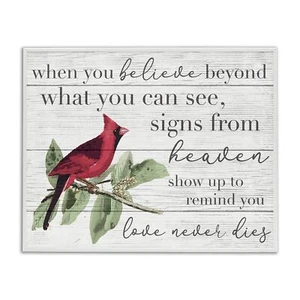 Stupell Industries Believe Love Never Dies Inspirational Cardinal Bird Word D... - Picture 1 of 9