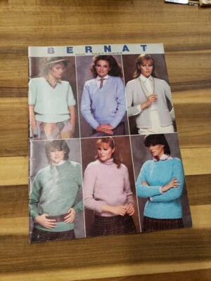 Vtg 1983 Bernat Sweater Fashion Yarn Knitting Crochet Pattern Book # 512 - Image 1 of 3
