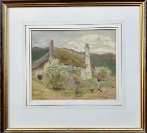 Curtius Duassut (fl. 1889-1903) : Cottage garden scene, signed watercolour - Picture 1 of 9