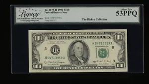 DBR 1990 $100 FRN St. Louis Fr. 2173-H Legacy 53 PPQ Serial H54713959A - Picture 1 of 2