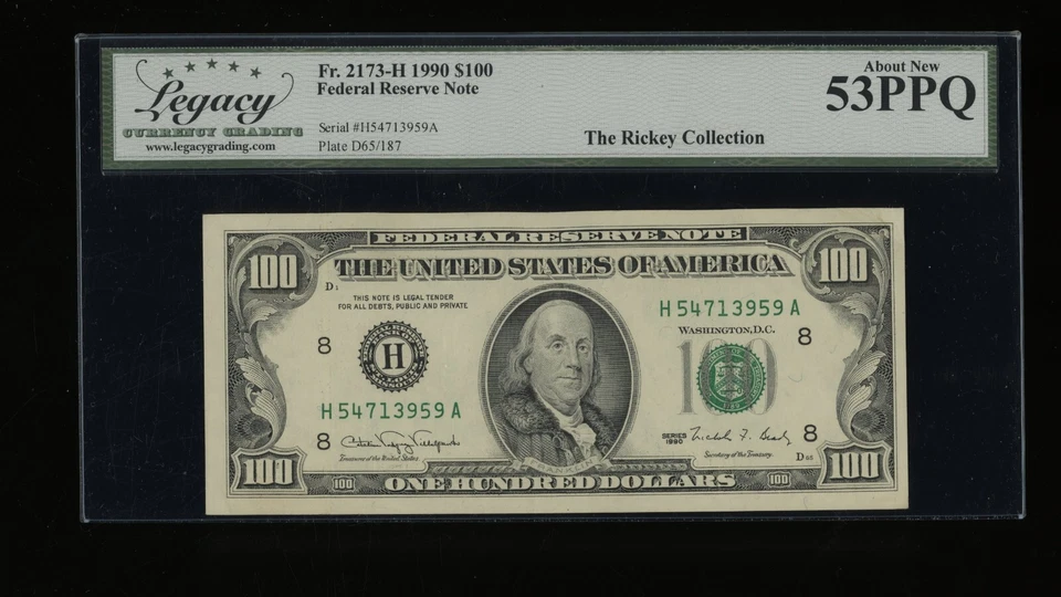 DBR 1990 $100 FRN St. Louis Fr. 2173-H Legacy 53 PPQ Serial H54713959A - Image 1 of 2