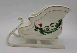 Santas Christmas Sleigh FTD Holiday Decor Planter Candy Dish Ceramic - Picture 1 of 12