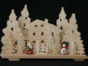 Schwibbogen mit Schneemann Weihnachtsmann und Beleuchtung BxHxT 50x31x7cm NEU - Picture 1 of 1