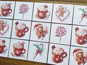 9x Watercolour Christmas Treats Card Toppers Card Making Gingerbread - Picture 1 of 3