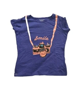 American Girl Z Yang Camera T-Shirt Girls Medium 10/12 Purple Pink Smile Kids  - Picture 1 of 10