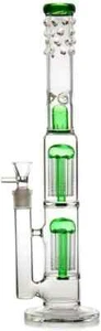16" Heavy Glass Bong Green Percolate Bongs Smoking Hookah Water Pipe 18mm Bowl - Picture 1 of 5