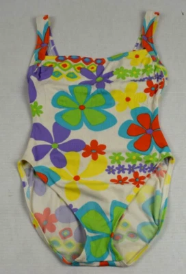 Traje de baño vintage talla S/M años 70 color vibrante Flower Power cobertura completa Foto 1 de 4