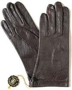 Leather Gloves For Women Kaiser Finger Gloves Pattern Lined Cupro Brown 6.5 - Picture 1 of 3