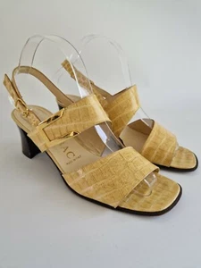 LORBAC Lavorazione Artigiana Women Vintage Leather Sandals Yellow Shoes 38.5/5.5 - Picture 1 of 10