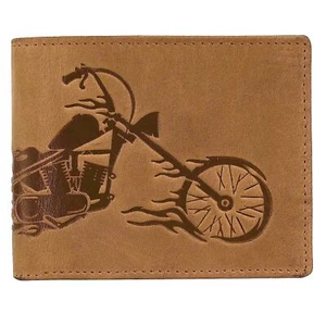 Doppelfaltung Geldbörse Stilvoll Harley Vintage Hellbraun Leder Für Herren Ge... - Bild 1 von 5