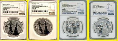 2019 2020 5 oz Silver 4 COINS Germania,Columbia,Italia NGC MS70 low mint - Image 1 of 4