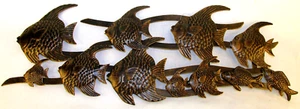 NEU 18" lange Metallschule der Fische Bronze Kunst Wanddekoration Hütte Angeln Thema - Bild 1 von 16