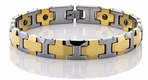 Bracciale in tungsteno IP "PLUS" oro con connettore in tungsteno lucido maglie e magneti - Foto 1 di 1