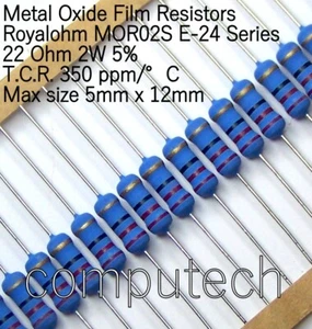 5 pezzi 22 Ohm 2W 5% Resistenze Ossido di metallo Royal Ohm MOR2S 22Ohm 2W - Foto 1 di 1