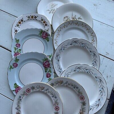Vintage China Side  / Tea Plates X 10 Job Lot / Wedding / Party / Tea Room • 18.33£