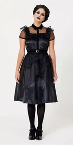 Wednesday Addams Prom Costume Fancy Dress Uk 8-12 Halloween New Free UK P&P - Picture 1 of 5