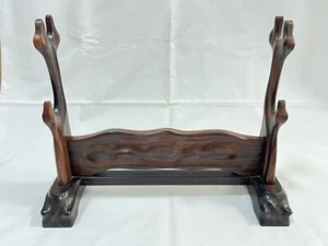 Espada Samurai Japonesa Soporte 2 Ganchos Rayas Ébano Palo de Rosa KATANA-KAKE - Imagen 1 de 10